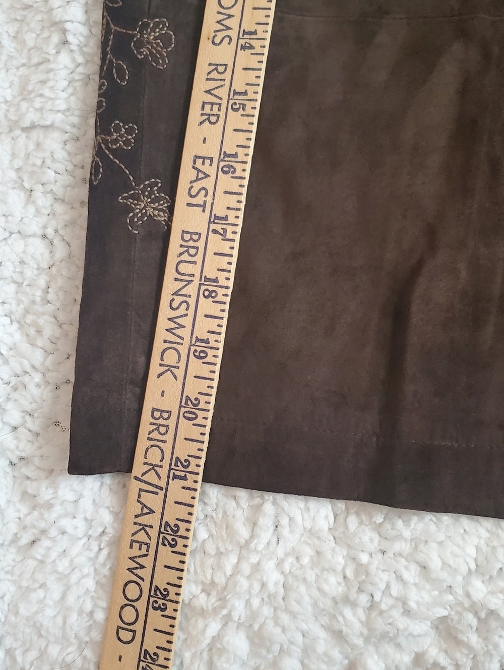 Seattle Suede Eddie Bauer Genuine Leather Floral Boho Skirt Sz 12 Brown Western - Picture 9 of 11